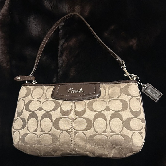 Coach Handbags - Coach Brown/Tan Signature Wristlet